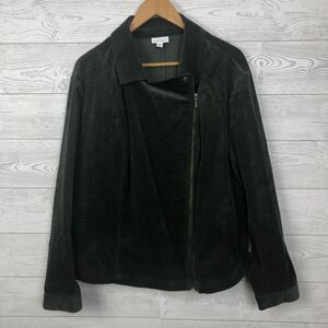 J Jill Women's 2X Corduroy Assymetrical Zip Long Sleeve Jacket Moto Style Gray